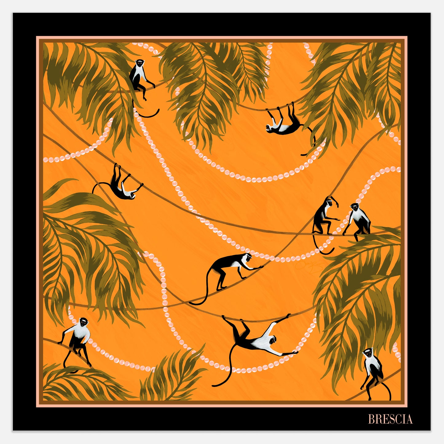 Primates in Pearls Silk Scarf