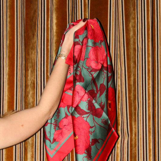 Whimsical Garden Silk Scarf - Pink