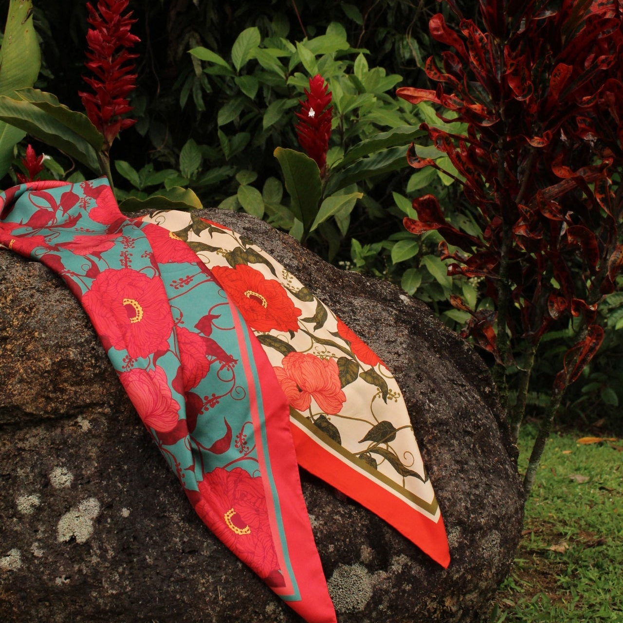 Whimsical Garden Silk Scarf - Pink